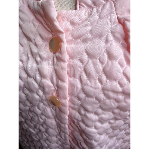 Vtg 50s Barbizon Pink Quilted Bed Jacket Floral Embroidery Cottage Grannycore - Picture 7 of 13